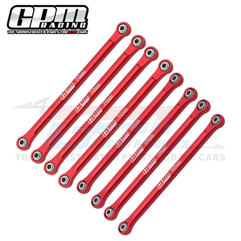 GPM Metal Aluminum 7075 Upper Lower 4-link Bar Set LOS214044 + LOS214045 for Losi 1/18 Mini LMT 4WD Monster Truck LOS01026