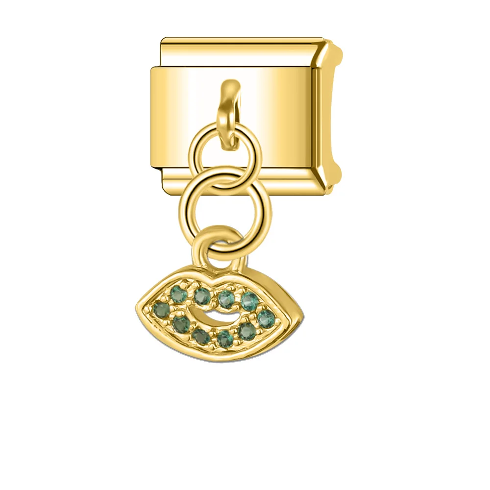 Trusta 2025 جديد العين الشفاه القلب قلادة سحر الروابط الإيطالية 9 مللي متر سوار الفولاذ المقاوم للصدأ للنساء DIY بها بنفسك المجوهرات بالجملة N474