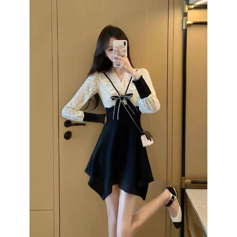 Dress New Waist Temperament Black Knitted Skirt