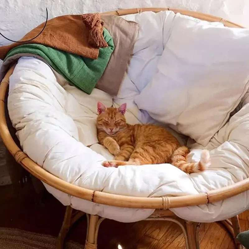 وسادة مستديرة من الخيزران الهندي للكرسي الخارجي ، أرجوحة ، مقعد سلة معلق ، وسادة كرسي بيضة ناعمة سميكة ، وسادة بذراعين للحديقة ، وسادة للفناء