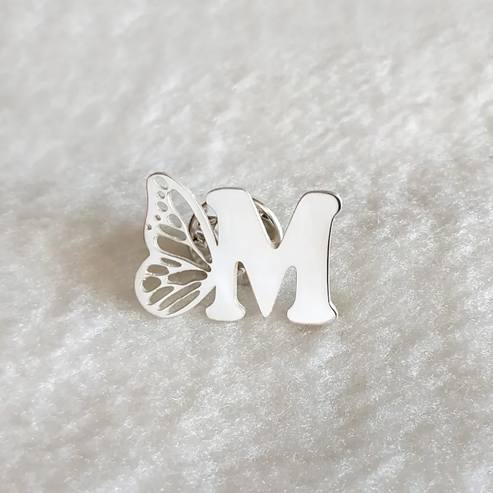 Personalized Butterfly Style Letter Brooches, Stainless Steel Beautiful And Fashionable Brooches, A Gift for Couples And Mother