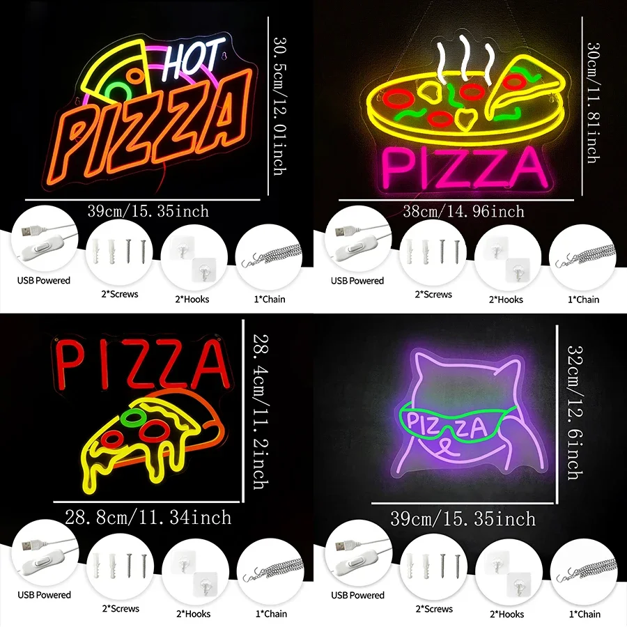 Pizza Series Led Neon Sign for Business Wall Decor Around the Brooch Light Christmas Birthday Party Gifts Up Man Shop Home Cave