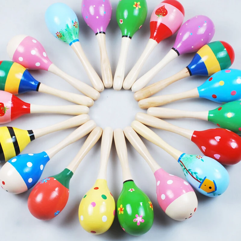 Sonajeros de mano Maraca de madera para bebé, recuerdo de fiesta Musical para niño, coctelera para bebé, instrumento Musical de percusión, novedad de 2022