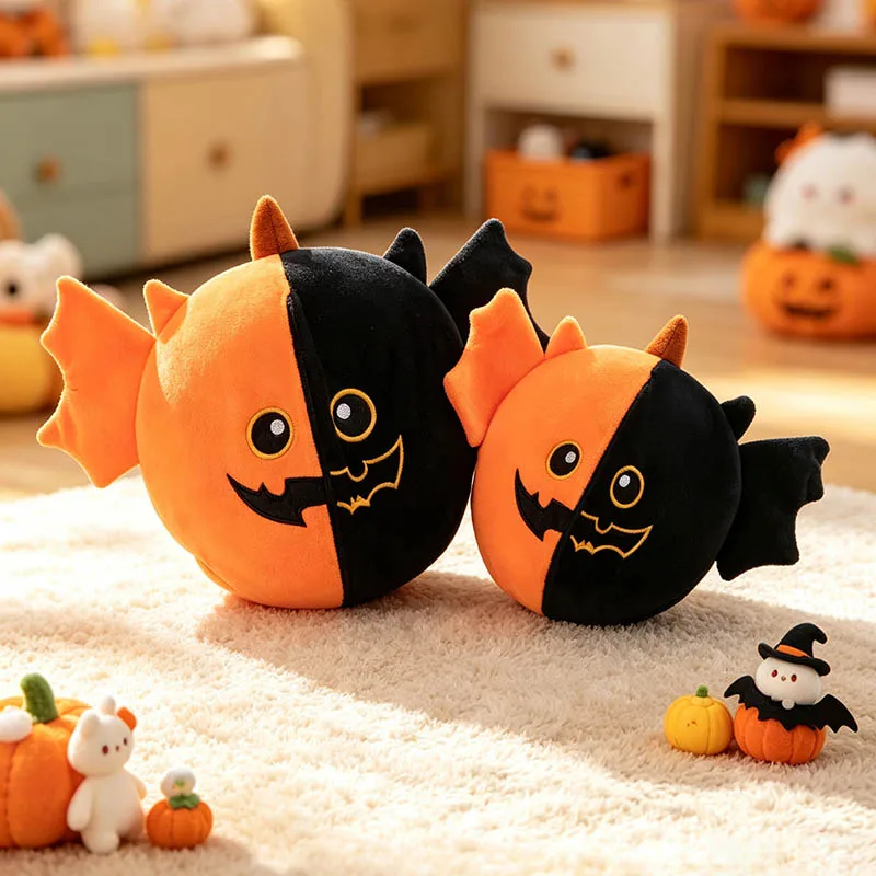 New Creative Halloween Flip Plush Doll Reversible Pumpkin Bat Bunny Stuffed Toy Cute Soft Plushie Pillow Home Birthday Gift