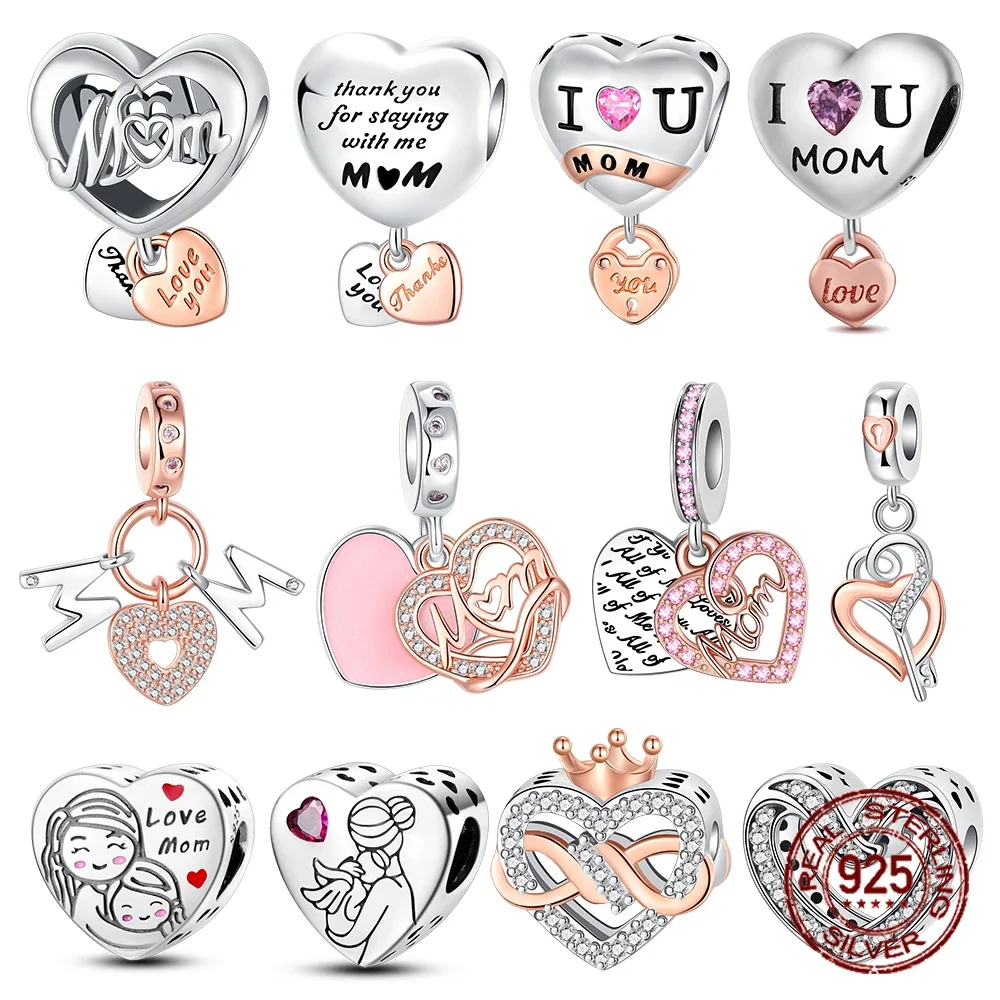 925 Sterling Silver Pendant Charms para Mulheres, Fits Originais Pulseiras Pandora, Fine DIY Jóias, Amor, Mãe, Família, Margarida, Presente