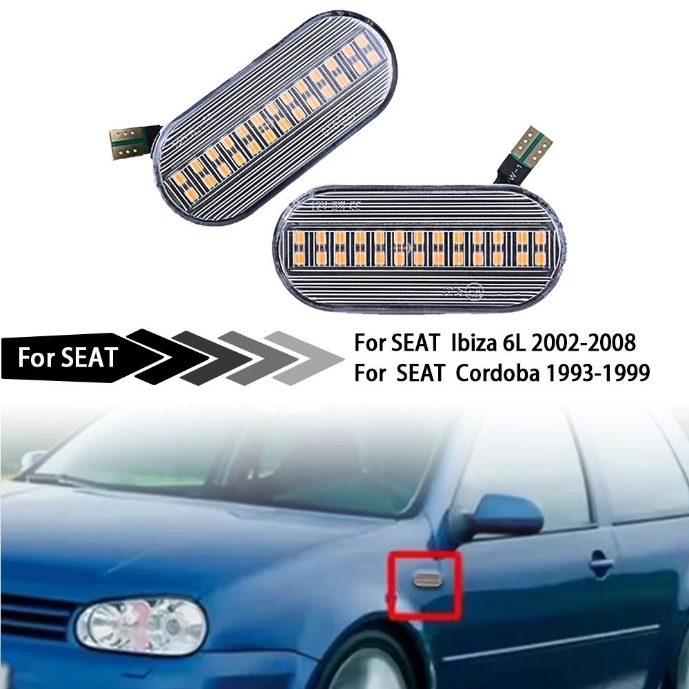 Smoked Dynamic Flowing LED Side Marker Turn Signal Light For VW Transporter T5 Polo Golf3 4 Passat B5 Sharan Lupo Bora Multivan