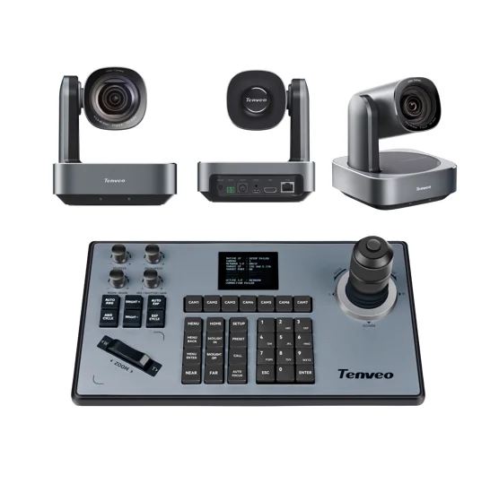 High Quality 12X Zoom 4K Live Streaming PTZ Camera With 4D Joystick NDI Controller For Conference System
