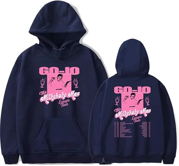 Merch Go-Jo The Milkshake Man EU 투어 2025 유니섹스 셔츠 긴 소매 캐주얼 그래픽 후드