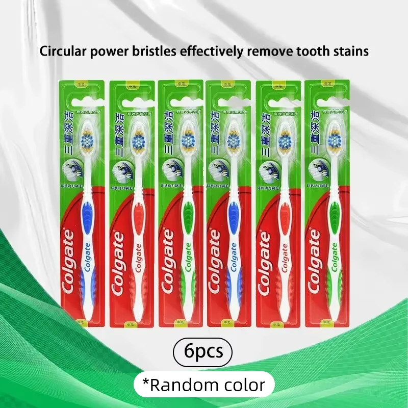 Colgate 6 cepillos de dientes para adultos para encías sensibles/dientes, higiene bucal manual, uso doméstico, colores aleatorios