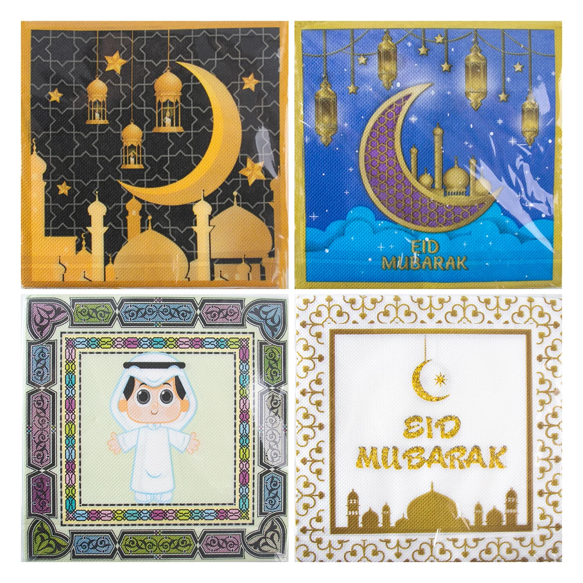 20pcs Eid Mubarak Napkins Ramadan Kareem Disposable Paper Tissue Ramadan Decorations for Home Muslim Islamic Party Supplies