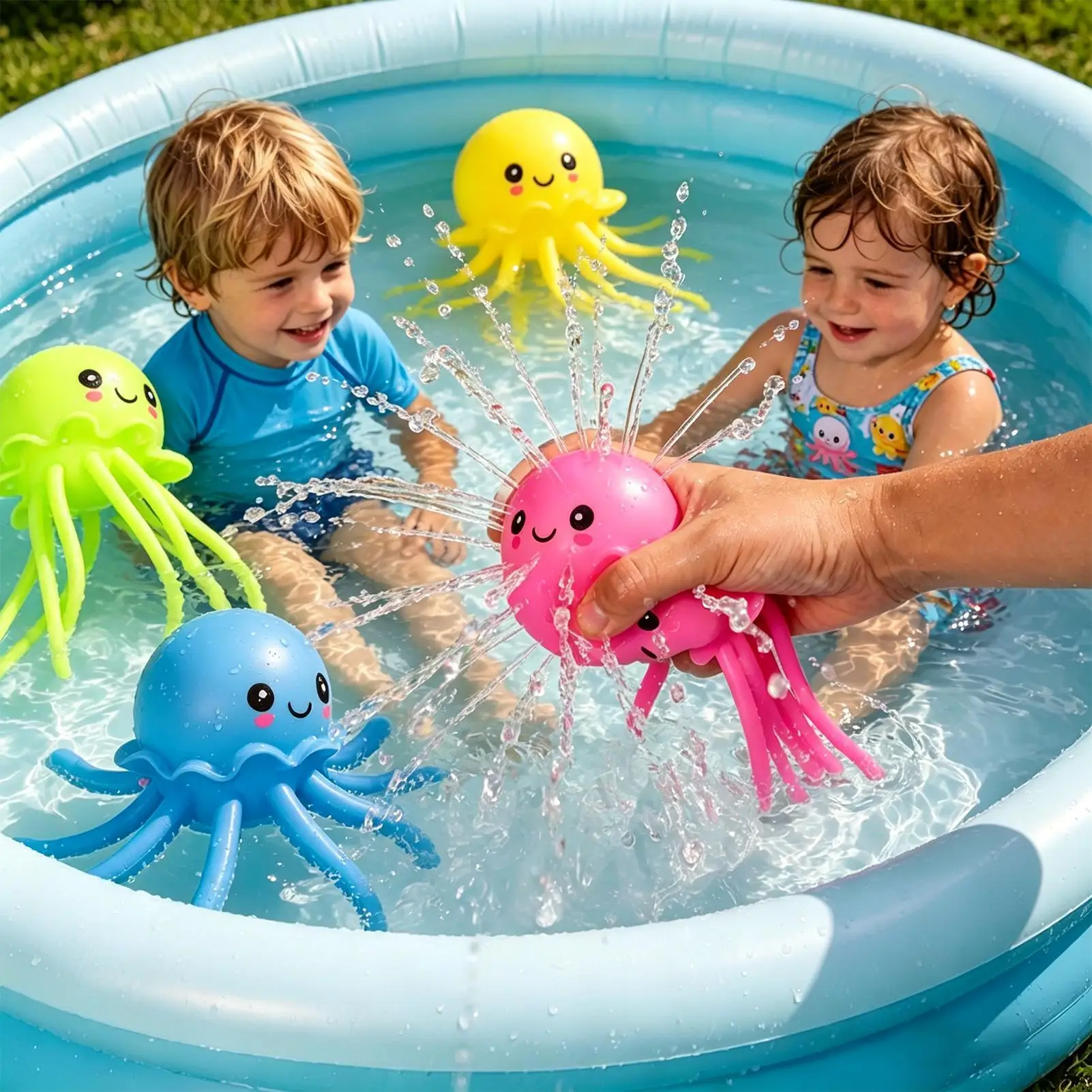Water Balls For Kids 4-pieces Squeezable Jellyfish Shape Squirt Game Pool Toys Balls For Outdoor Beach Party Summer Outside