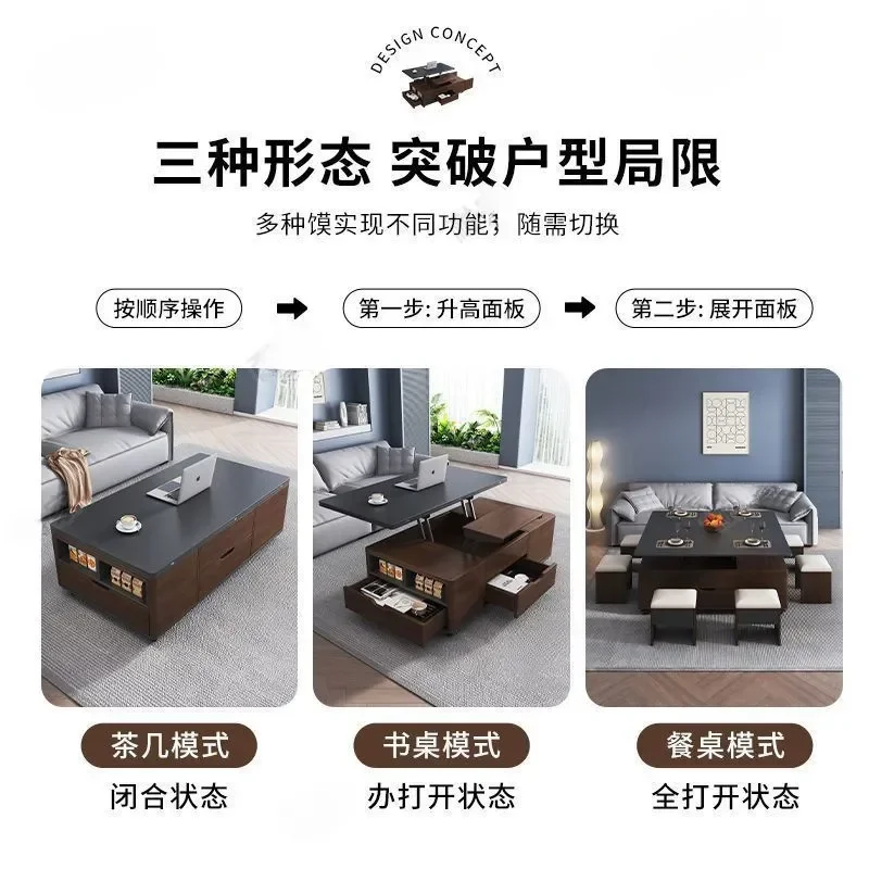 Lifting Coffee Table Foldable Mobile Dining Table Integrated Two-in-One Living Room Small Apartment Multi-Functional Tea