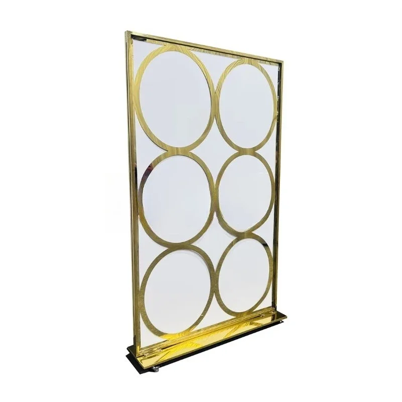 

Wedding supplies gold stainless steel background frame white acrylic stage decoration with wheels