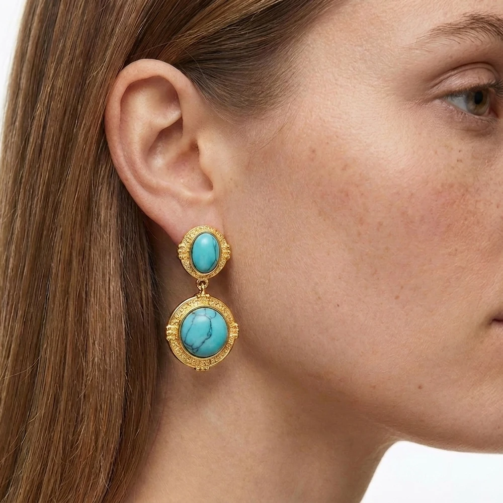 Vintage Turquoise Drop Earring - Ethnic Boho Fashion 评论和价格