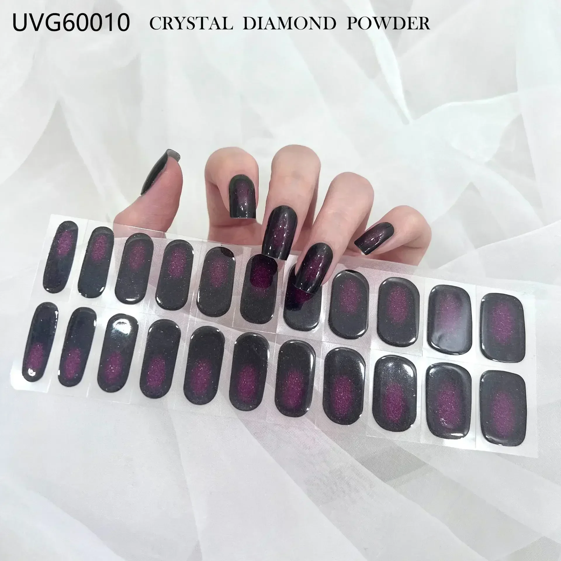 16/20/22 Tips Semi-Cured Gel-Nagel-Wraps, vollflächige Maniküre, DIY, wasserfest, langanhaltend, Gel-Nagel-Sticker-Set, für UV-Lampe erforderlich