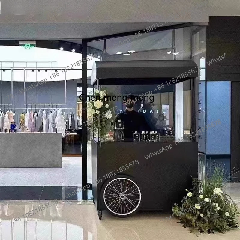 Shopping mall coffee cart promotion dessert trolley mobile commercial display stand mobile booth float