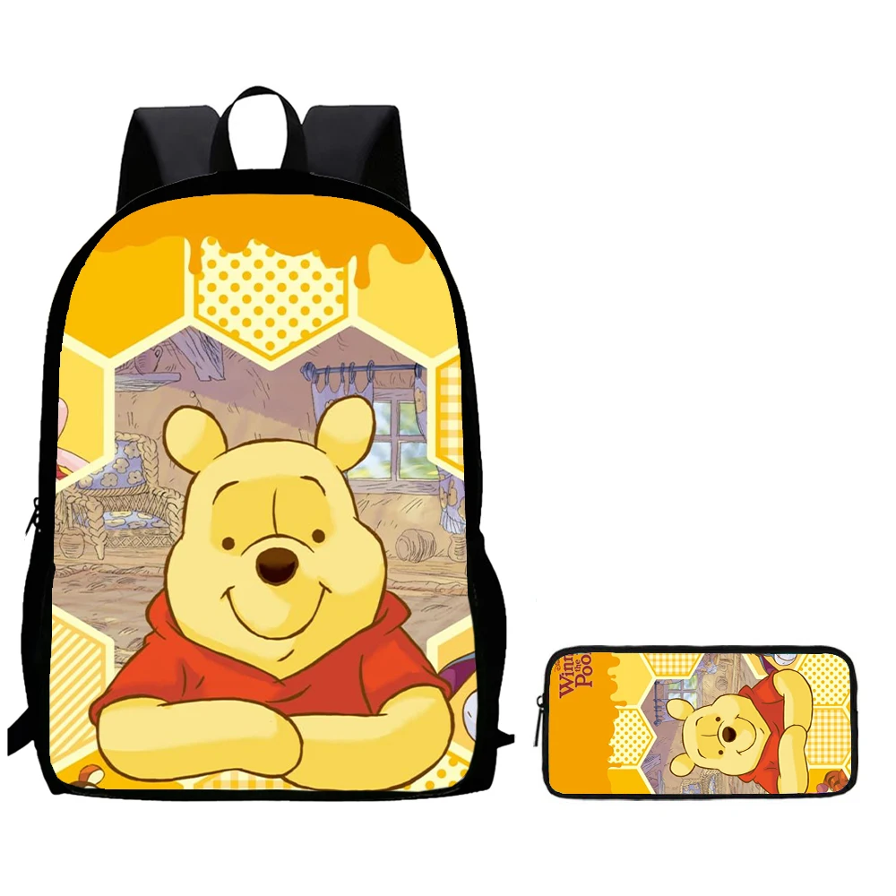 

2Pcs Set Child Backpack With Pencil Bags,Cartoon Winnie-the-Pooh School Bags for Boys Girls,Durable School Bags for Kindergarten