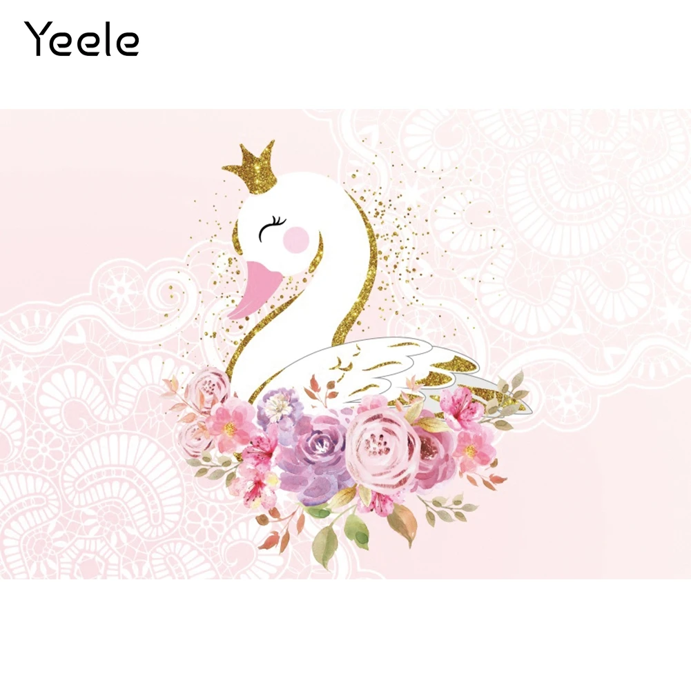 Yeele Pink Swan Princess Newborn Baby Girl Birthday Photography Backdrop Photographic Decoration Background For Photo Studio
