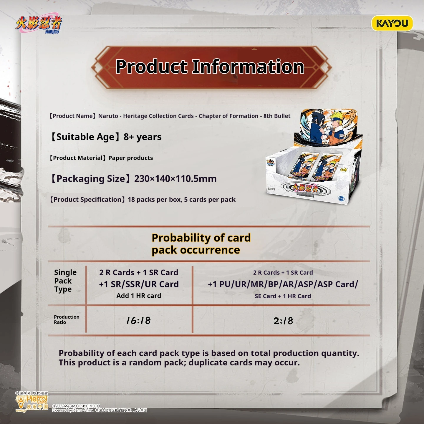 Kayou Naruto Trading Cards Formation Chapter 8 Soldier Chapter 9 Official Authentic Anime Collectible Cards For Adult Collection