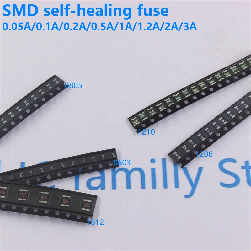 Surface mounted self recovery fuse 1206 1210 1812 PPTC 0.1A/0.2A/0.5A/0.75A/1A/2A/3A 50MA 100MA 200MA 300MA 400MA 500MA 750MA