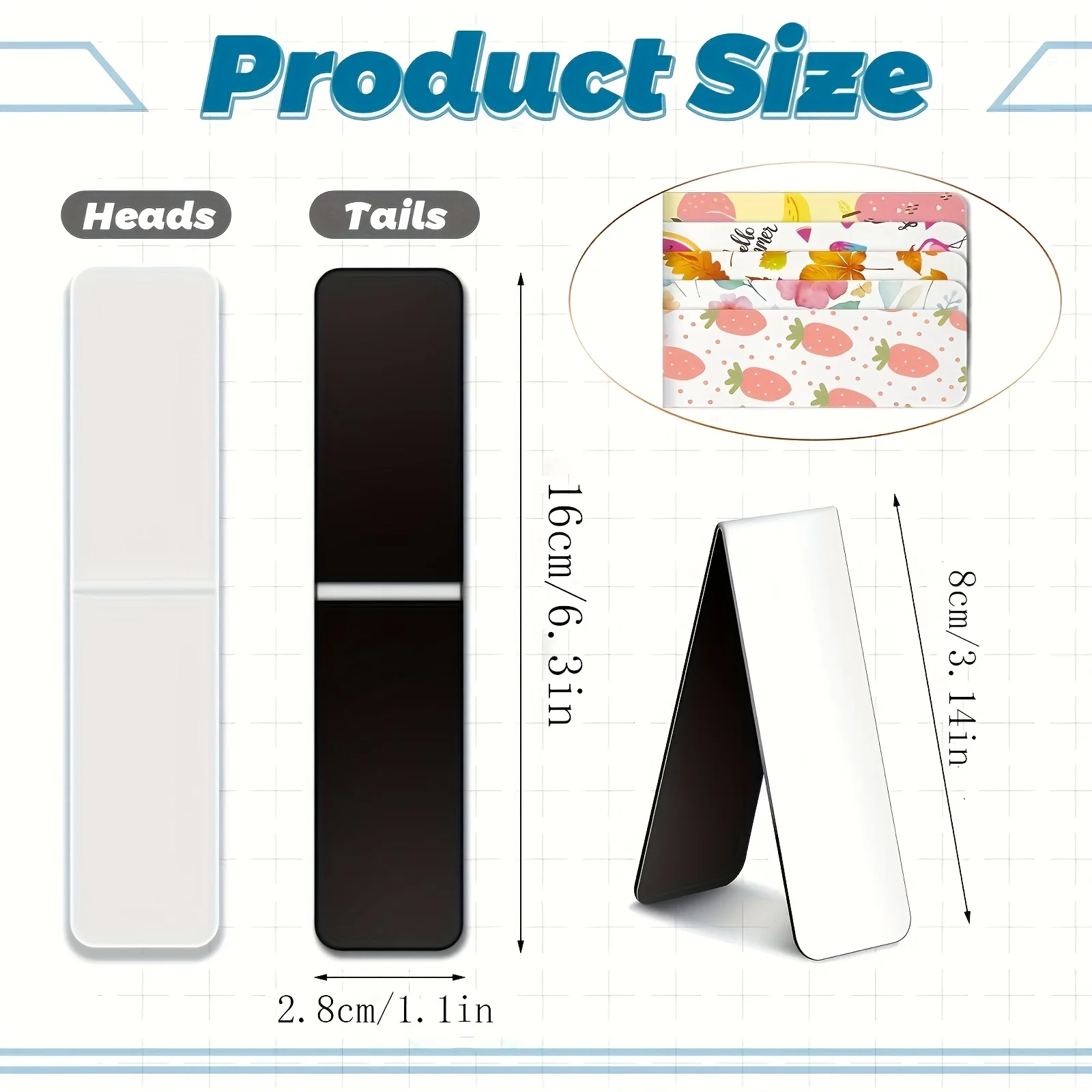 10/15 Pcs White Magnetic Bookmarks For Kindle/E-Reader Heat Transfer Magnetic Book Clip For Students Teachers Customized Design