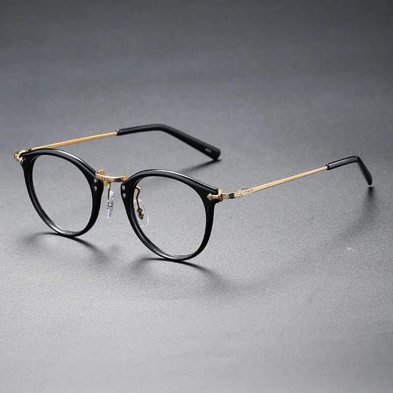 

Vintage Acetage Glasses Frame for Men Women Retro Oval Round Myopia Prescription Eyeglass Anti-blue Light Spectacle Frame