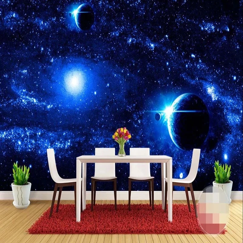 Customized Universe Starry Galaxy Planet Mural Bedroom Modern Living room sofa TV background wall restaurant study Hotel photo
