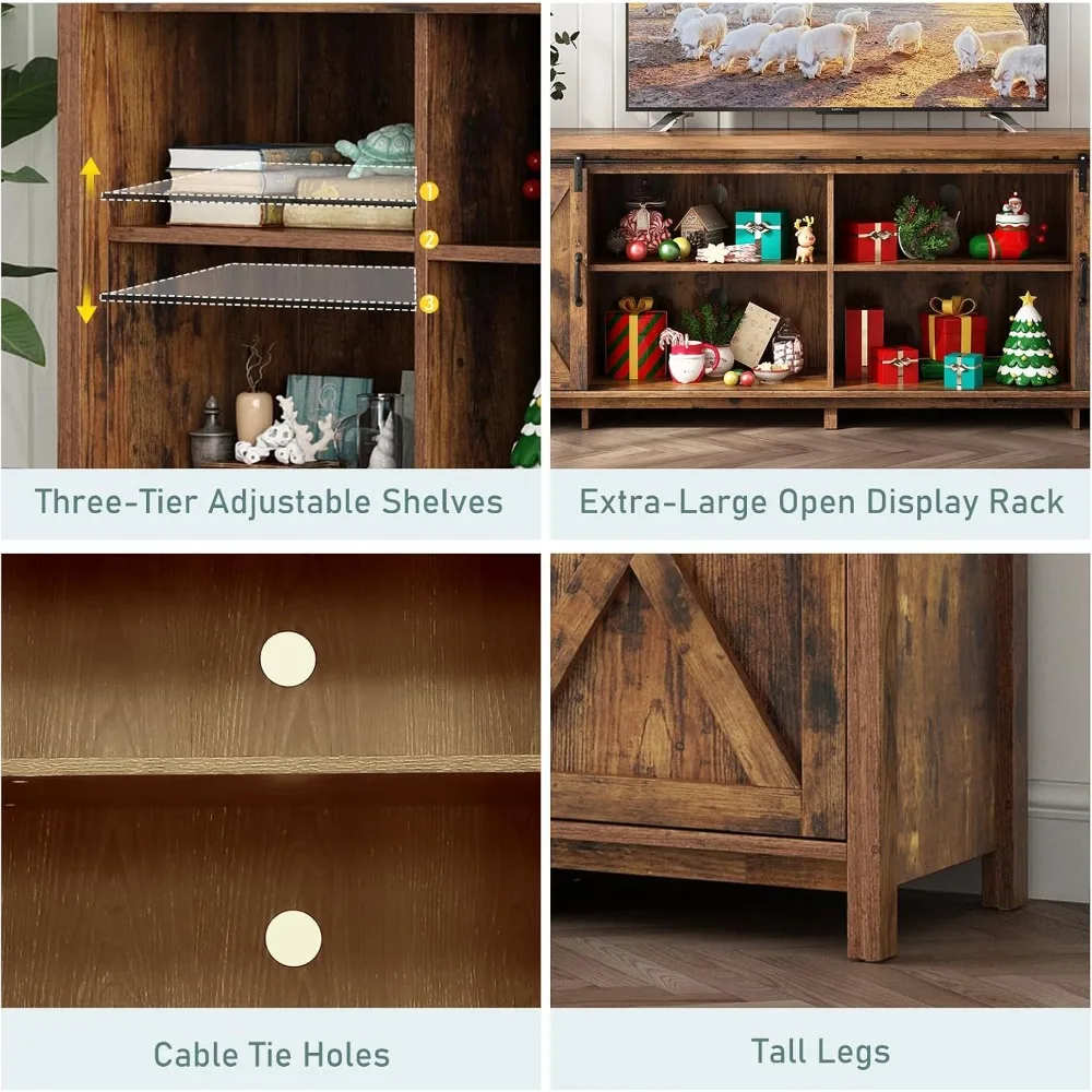 حامل تلفزيون ريفي كبير مقاس 80 بوصة للتلفزيونات مقاس 90 بوصة - مركز ترفيهي مثالي لغرفة المعيشة #5