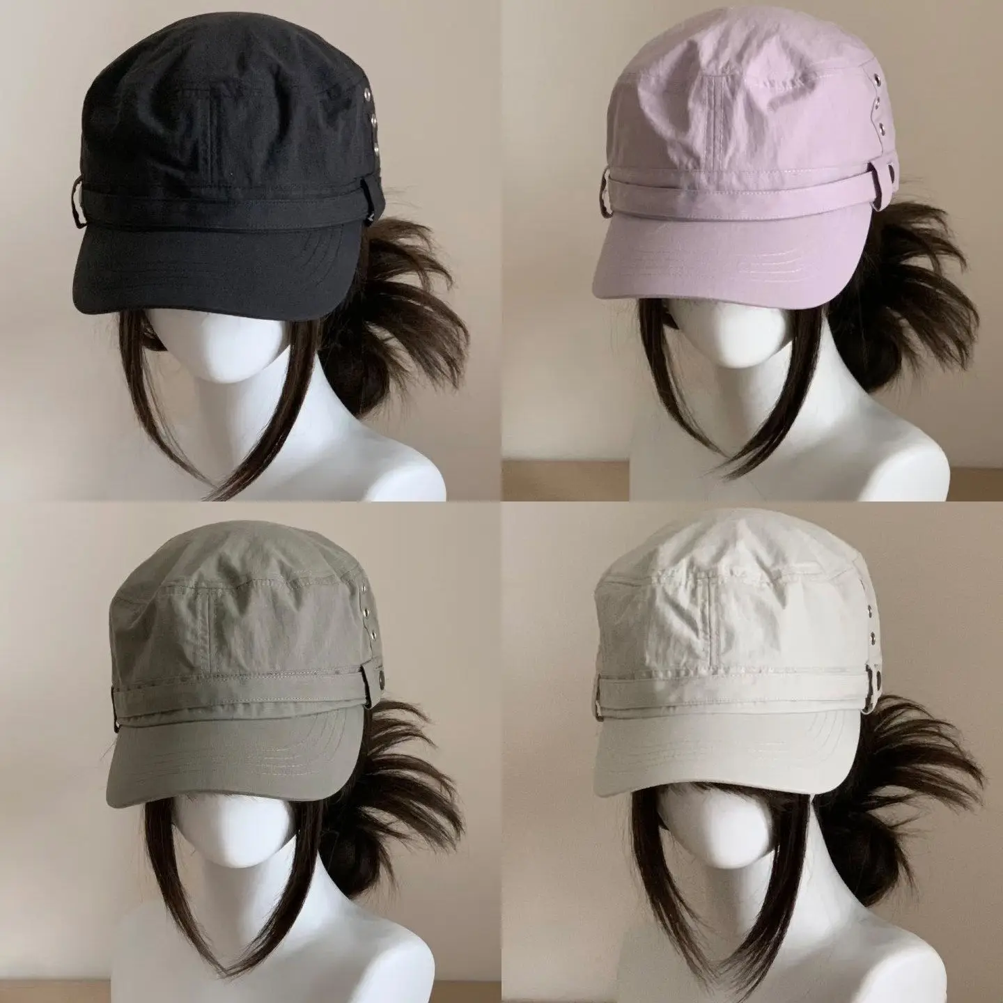 Flat Top Cap Quick Dry Breathable Flat Top Cap Large Wide Brim Adjustable Back Opening Sun Hat for Outdoor Casual Unisex
