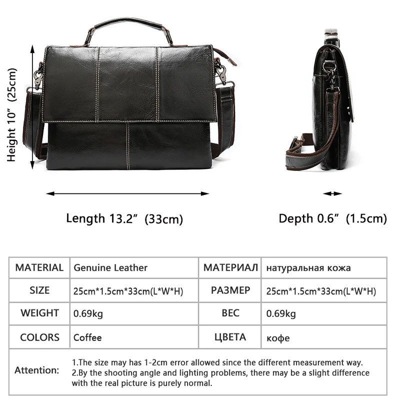 Echt Lederen Heren Aktetas 13.3 "Laptoptas Met De Hand Dragen Kantoortassen Zakelijke Aktetassen Handtas Porte Document Schouder