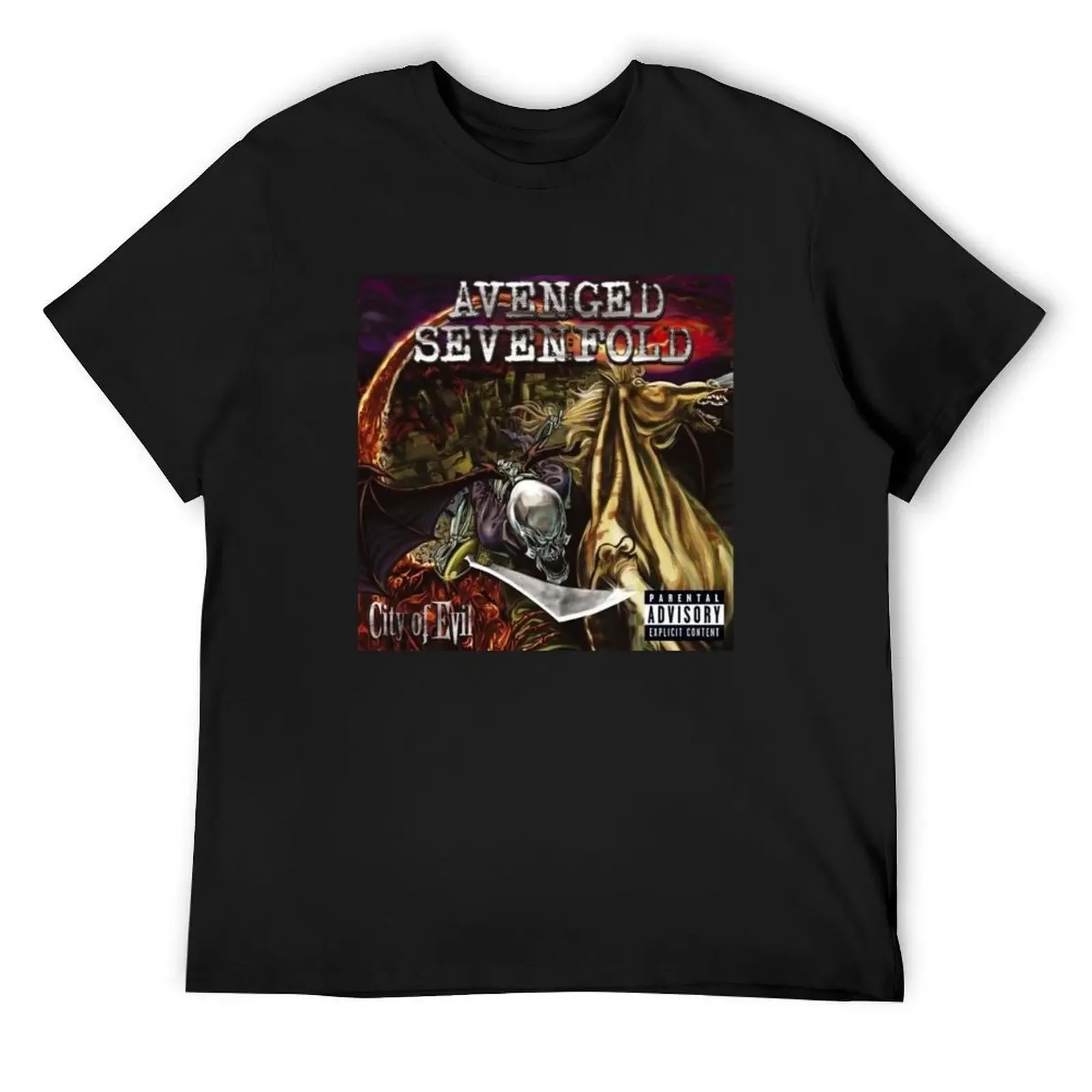 

AvengedSevenfold - City Of Evil Album Cover || 003 T-Shirt luxury clothing labubu Funny t-shirt customizeds clothing for men