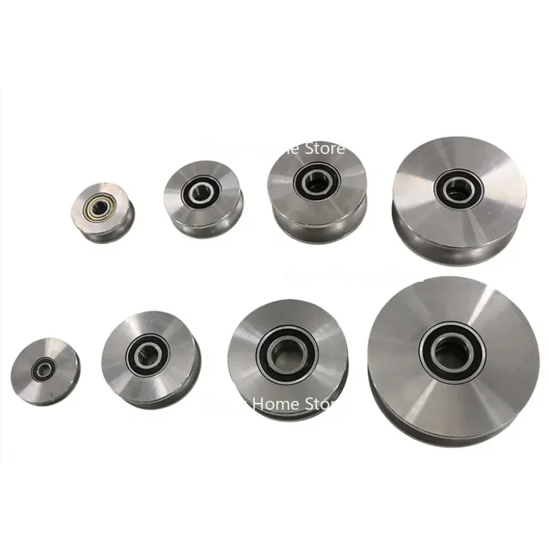 

45# Steel Pulley U-shaped V-shaped Steel Wire Pulley Thickened Elbow Track Guide Wheel Round Steel Tube Micro Bearing