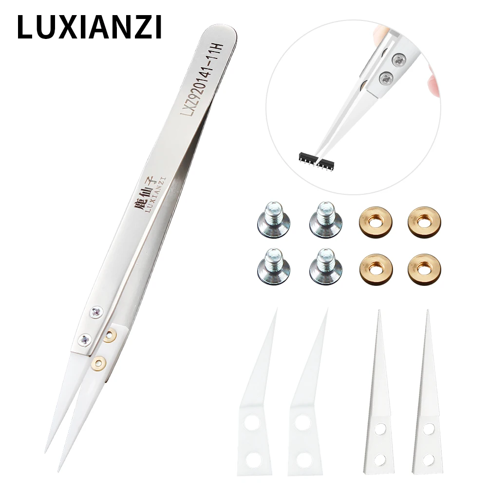Luxianzi Pinças de Cerâmica Pinzas Precisão Fingerprint Salto Linha Clipe 0.0008 mm Fly Linha Pinça Ferramentas Reparo Eletrônico Pincet