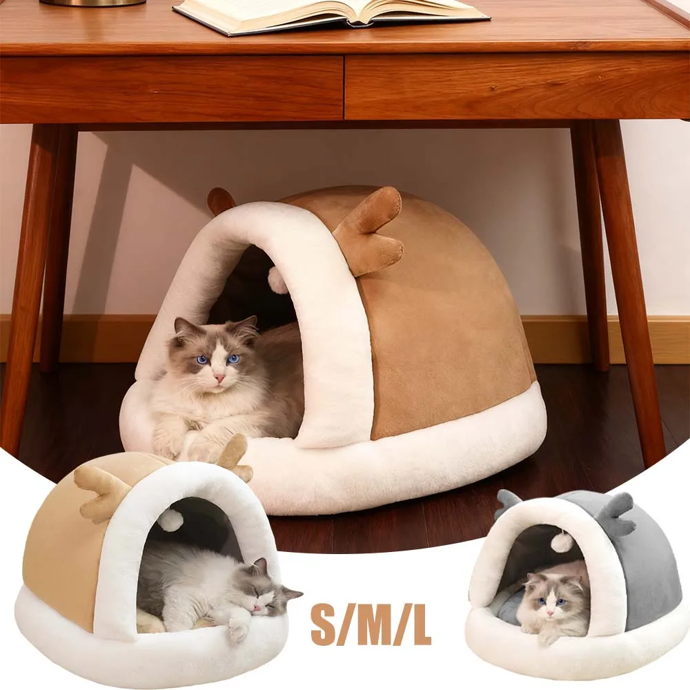

1PC Deep Sleep Cat Bed Warm Pet House Kitten Cave Cushion Cozy Kitten Warm Sleeping Pet Basket Tent for Cats Small Dog Cama Gato