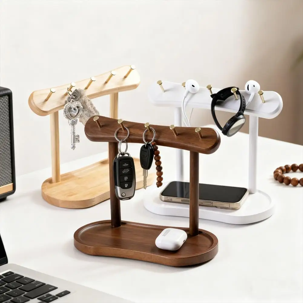 

Nordic Wooden Key Holder & Jewelry Dish Multipurpose Key Rack For Entryway, Living Room, Dresser Home Decor & Organizer Tray