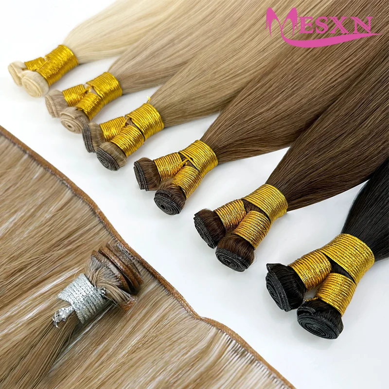 MESXN Genius Hair Wefts Extensions  Really Human Hair Natural  Weaving Bundles Straight  14