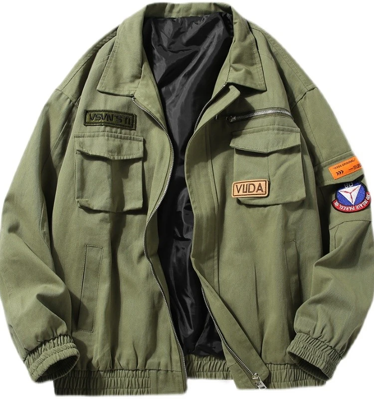 

Thiened Autumn Winter Men's MA Pilot Jaet Baseball Cotton Coat American Collar Workwear Faionable Youth Polyester Zipp...
