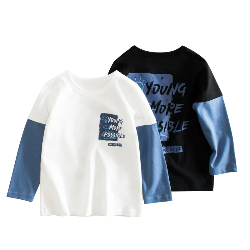 

27 kids brand children's clothing 2023 new render unlined upper garment of baby clothes boys long sleeve T-shirt