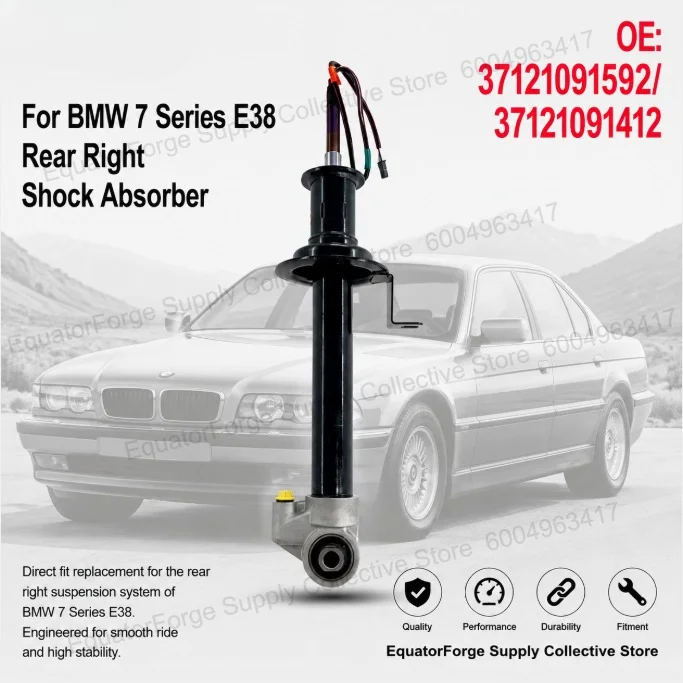 Comfort Ride Direct Fit High Stability Inductor Shock Absorber Rear Right for BMW 7 Series E38 - OE 37121091592 / 37121091412
