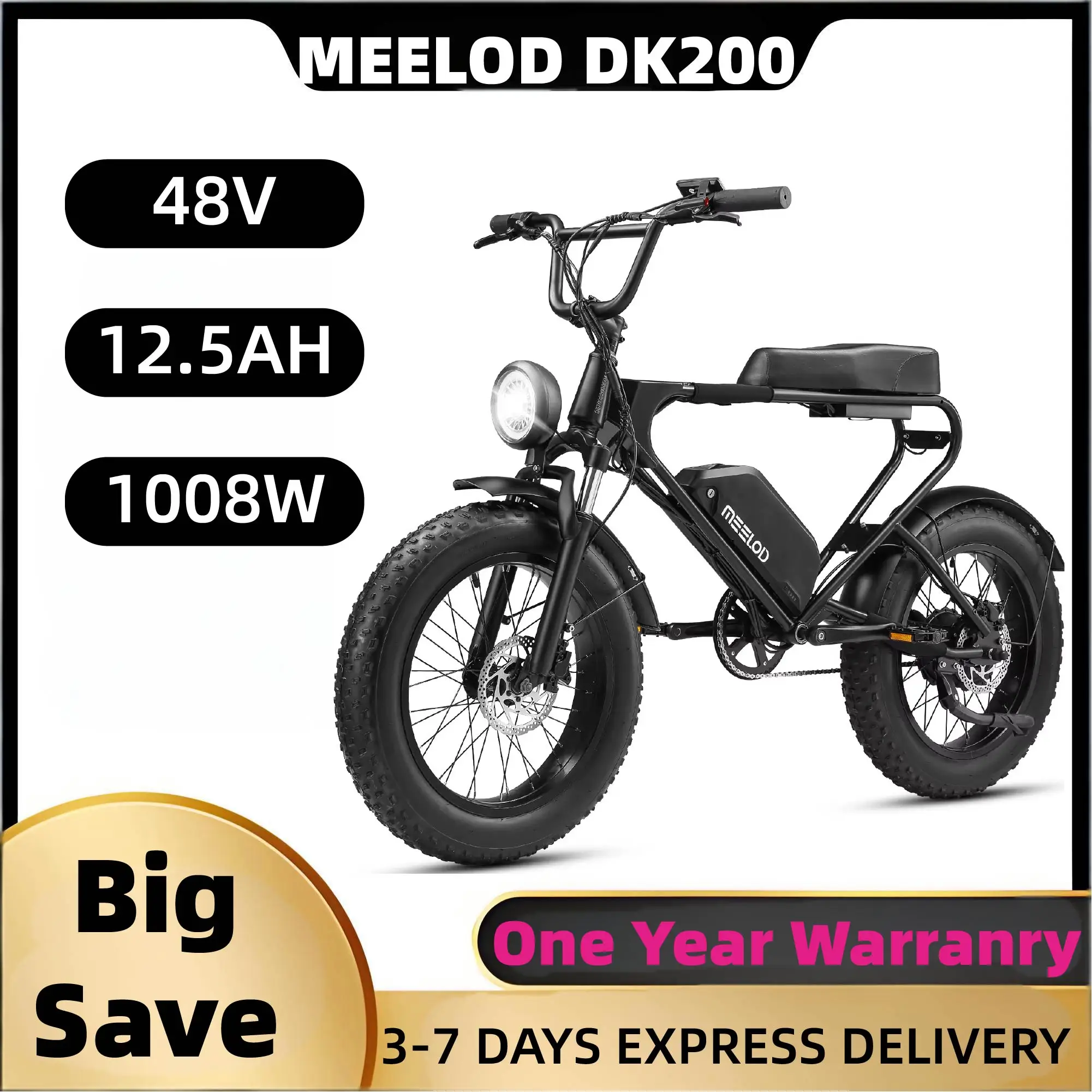

MEELOD DK200 adult E-bike 1008W 48V 12.5Ah battery commute Electric Bike,20-inch Fat Tire E-Mountain bike