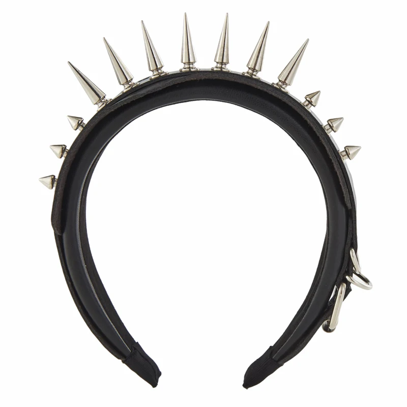 New Big Black Red Spike Headband Steampunk Rivets Wild Punk Rock PU Leather Hairband Gothic Party Hair Accessories