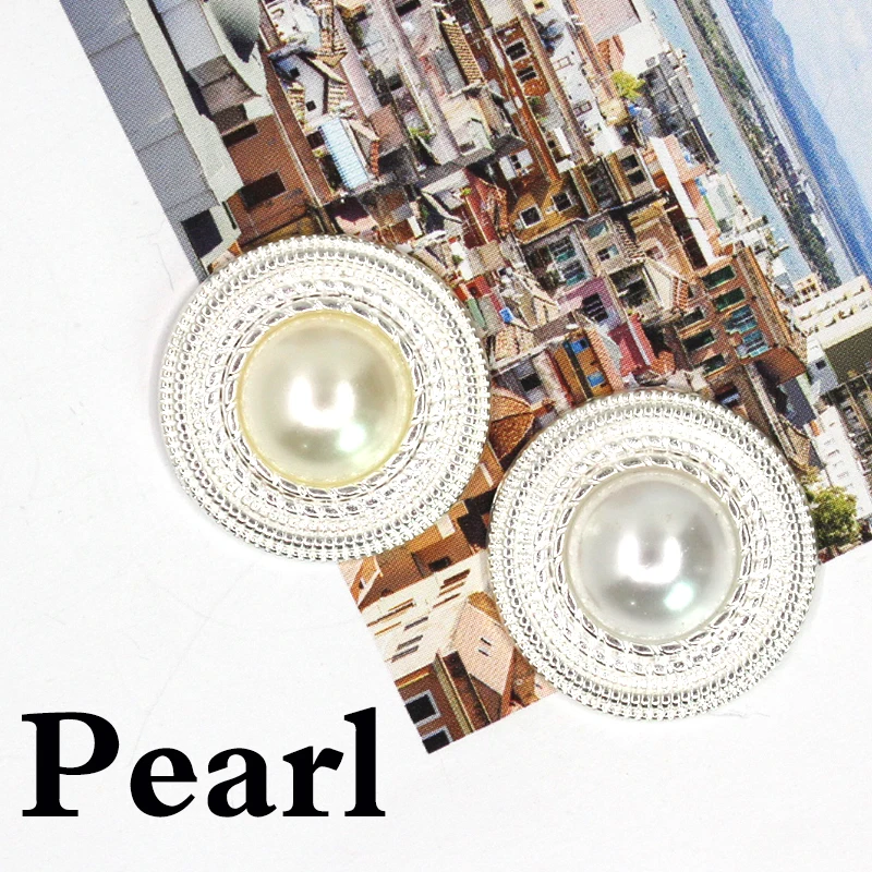 New Fashion Pearl Round Metal Sewing Buttons 50Pcs/Lot 27mm DIY Alloy Clothing Decoration Jewelry Accessories