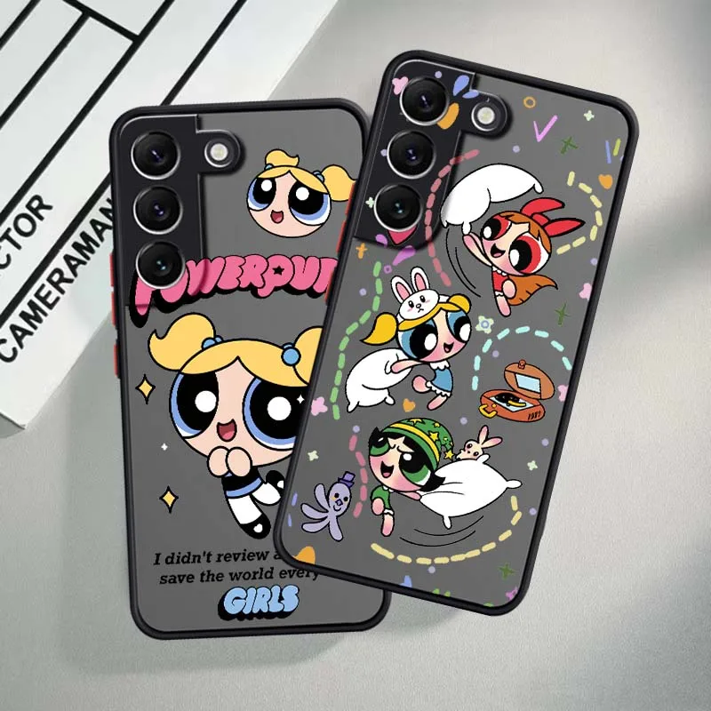 

Cute T-The P-Powerpuff Girls Phone Case For Samsung S25 S24 S23 S22 S21 S20 S10 S9 Ultra Plus Edge FE 5G Frosted Translucent