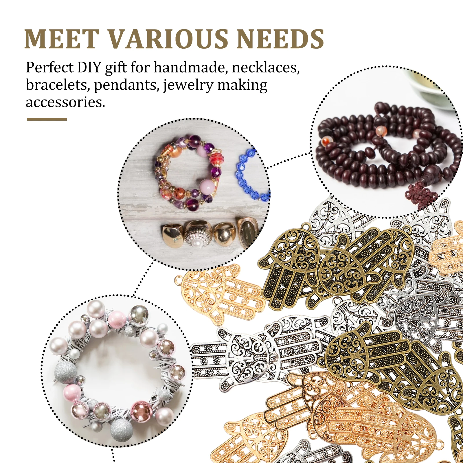 

30 Pcs Retro Palm Pendant Shape Jewelry Making Clasps Bracelet Buckle Rope Necklace for DIY Supplies Alloy Wrist Buckles