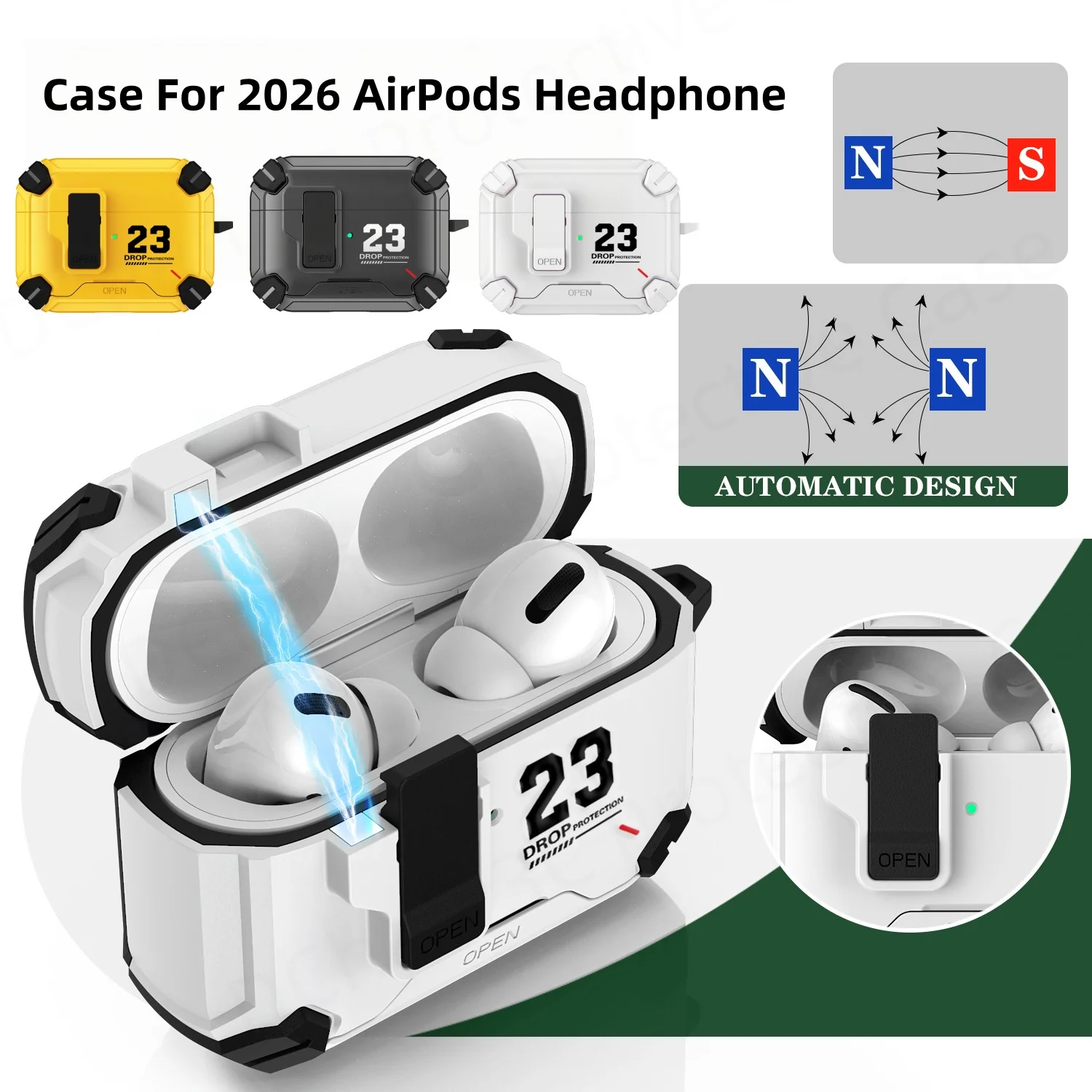 New Switch Cover for AirPods 5 2026 Headphone Case Wireless Accessory【Compatible with MagSafe】 Rugged Case For AirPods 5/4/ Pro3