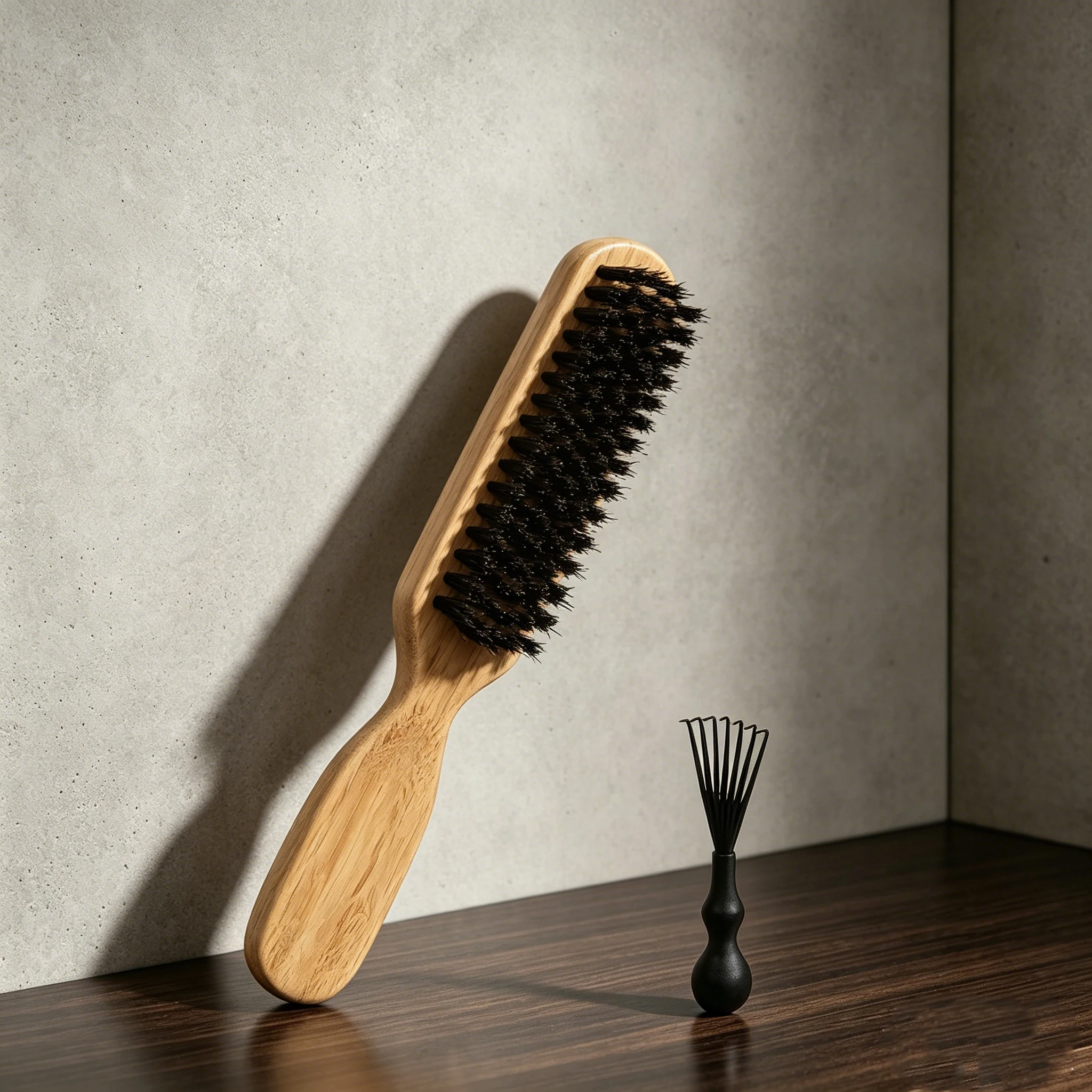 2Pcs Bamboo Hair Brush Set with Hair Cleaning Rake, Wooden Soft Detangling Comb Scalp Massage Hair Styling Tool for Salon Home