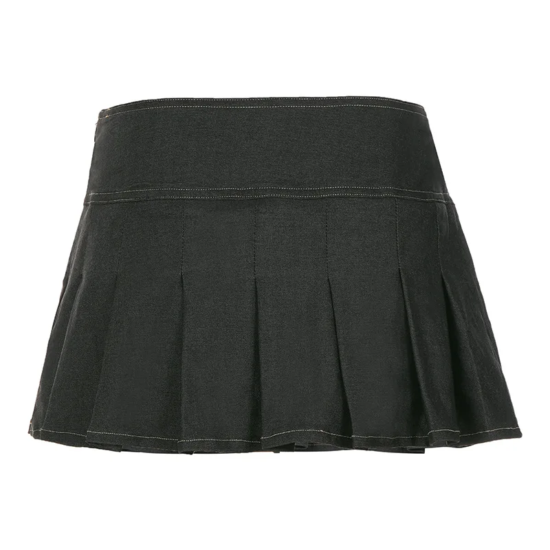 Retro button pleated skirt for women sexy and spicy girl fashionable and casual street style low waist slimming skirts