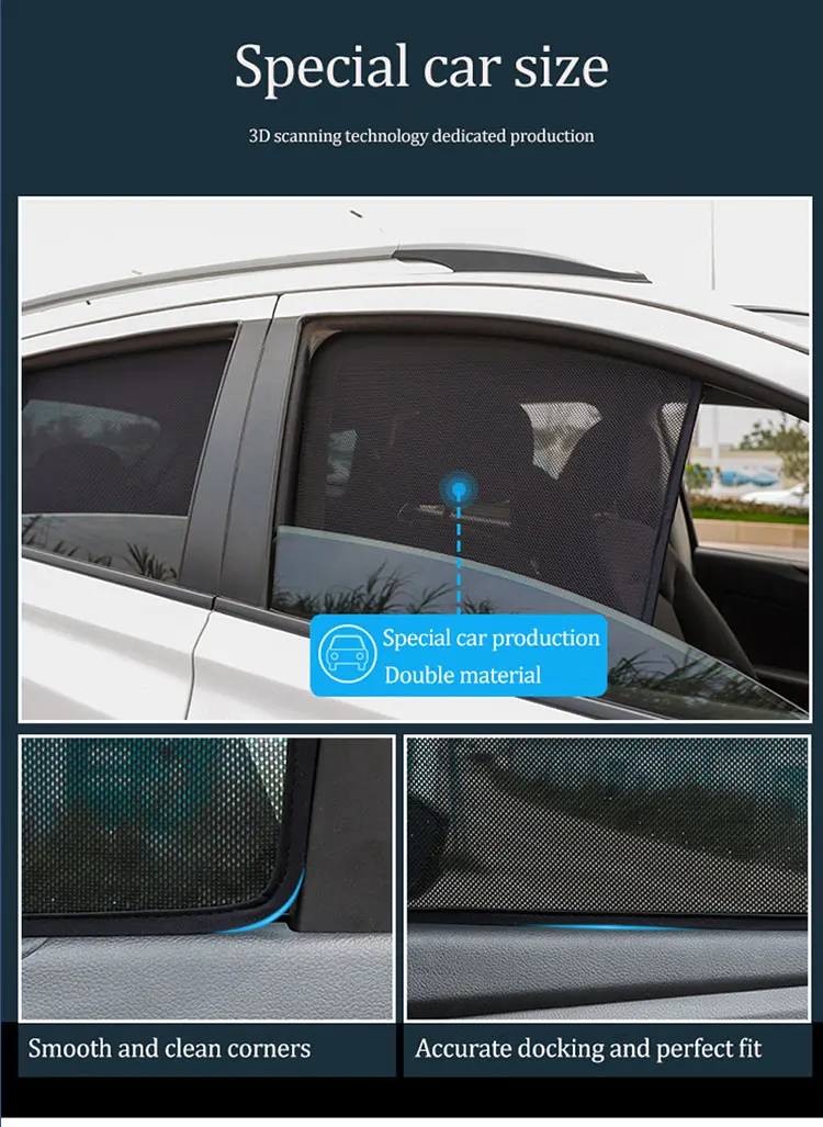 Maßgefertigter Sonnenschutz für Mercedes Benz GLB EQB 2020-2024, Frontscheibenrahmen-Vorhang, Sonnenschutz für die hinteren Seitenfenster. – Detail 6