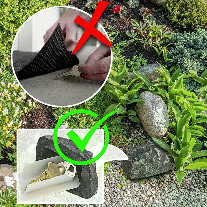 Resin Stone Key Box, Fake Rock Simulated Stone Key Box, Hidden Key Outdoor Waterproof Key Hidden Safe Storage Lock Box Lock Box