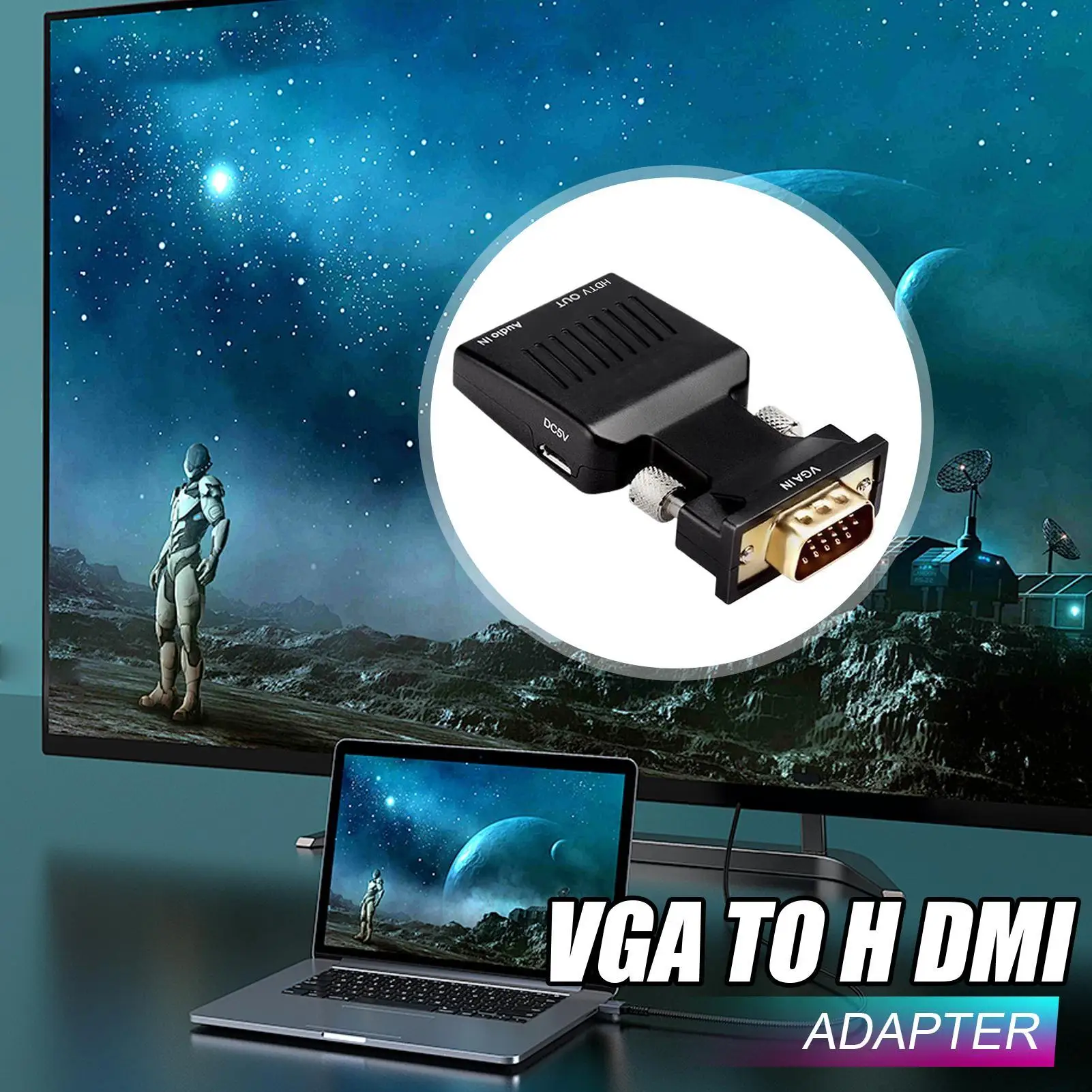 

Адаптер VGA к HD Адаптеры к VGA с кабелем 3,5 мм Высокоскоростной разъем Plug-and-Play с поддержкой звука 1080P для офиса